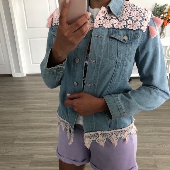 Lace & tassel detail denim jacket 💙 - Picture 5 of 6